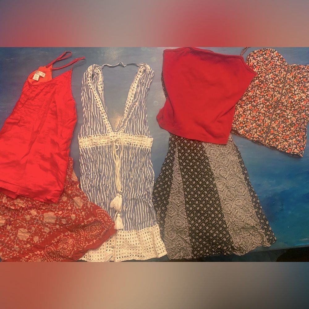 Bundle of 6 Summer Tops, linen tank, romper, Lauren Kenar Full Tilt Large BOGO